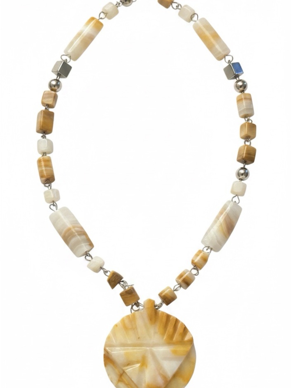 Artisan Sunburst Jasper Pendant Necklace Handmade